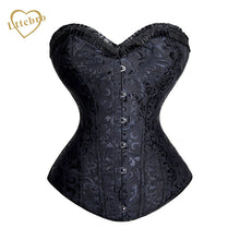 White Embroidered Burlesque Steel Boned Overbust Corset Women Waist Corsets Black Bustier Top Corselet Sexy Lingerie