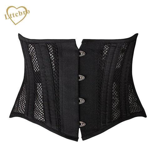 Underbust Corset Women's 26 Steel Boned Short Torso Breathable Mesh Waist Cincher Waspie Corset for Weight