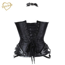 Womens Halloween Corsets Steampunk Goth Halter Faux Leather Brocade Steel Boned Bustier Waist Cincher Corset Top