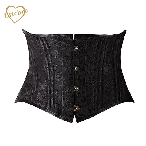 Underbust Corset Women's 26 Steel Boned Heavy Duty Waist Trainer Corset for Weight Loss Brocade