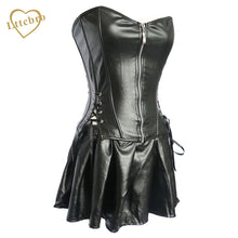 Bustier Corset Dress Sexy Woman's Bombshell Faux Leather Dress Lingerie Skirt Steampunk Style S-6XL Plus Size Corset