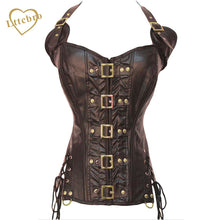 2016 Faux Leather Corset Top Woman Leather Corset Buckle Bustier SteamPunk Gothic Studded Corset Corselet