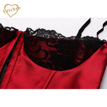 Red Secret Desires Quarter Soft Satin Finish and Black Lace Overlay Cup Underbust Corset Bustier Top