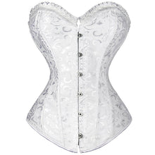 White Embroidered Burlesque Steel Boned Overbust Corset Women Waist Corsets Black Bustier Top Corselet Sexy Lingerie