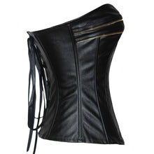 Black Zipper Leather Corset