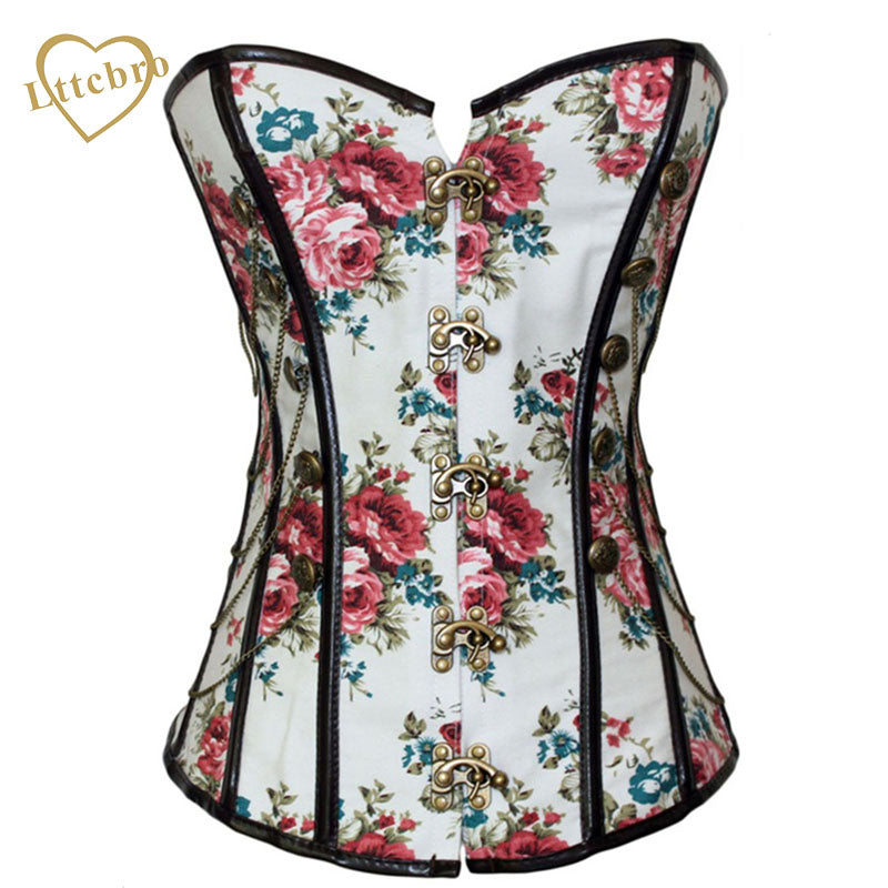 Steampunk Corset and Bustiers Floral Thumbnail Stud Military Inspired Cheaper price