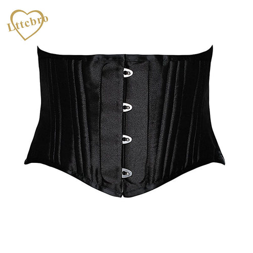 Underbust Corset 26 Steel Boned Corset Short Torso Heavy Duty Waist Trainer Corset for Weight Loss Satin Women