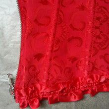Black and Red Brocade Zipper Corset