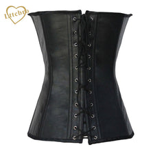 2016 Faux Leather Corset Top Woman Leather Corset Buckle Bustier SteamPunk Gothic Studded Corset Corselet