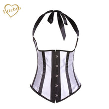 Women Stripe Underbust Corset Sexy Gothic Lingerie Satin Corset Corsage Waist Cincher Bustier Tops Halloween