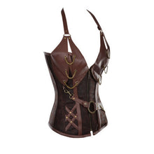 Retro Bustiers Corsets Women Zipper Brown Brocade Steampunk Corset Top With G-string Plus size 3XL-6XL Sexy lingerie Corset set