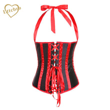 Women Stripe Underbust Corset Sexy Gothic Lingerie Satin Corset Corsage Waist Cincher Bustier Tops Halloween