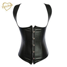 Black Faux Leather Corset Waist Sexy Underbust Corset Vest Plus Size 6XL Body Shaper Corselet Waist Trimmer