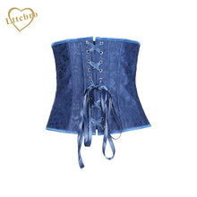 Blue Brocade Waist Underbust Corset Gothic Burlesque Costume Corpetes DropShip Sexy Bustier Korsett Waist Trainer