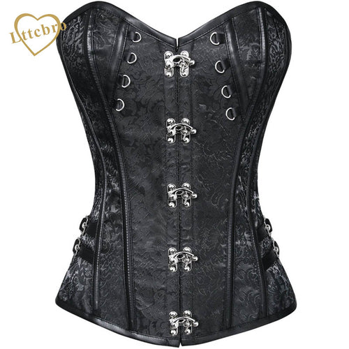 Steampunk Corsets Bustier Top Gothic Halloween Waist Corsets Corselet Overbust Waist Trainer Body Shaper Leather Trim